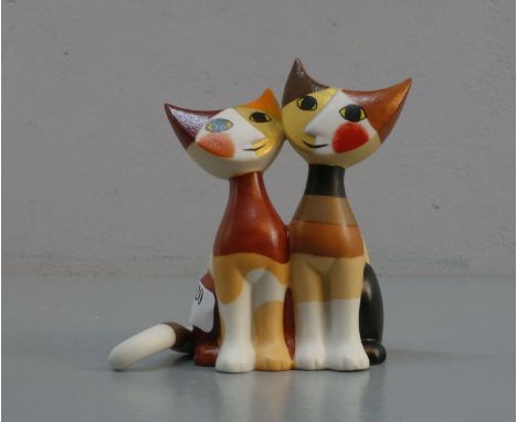 PORZELLAN-FIGUR: Katzen / ceramic figure: cats, Manufaktur Goebel, Marke seit 1979; Designerin: Rosina Wachtmeister. Vollplas