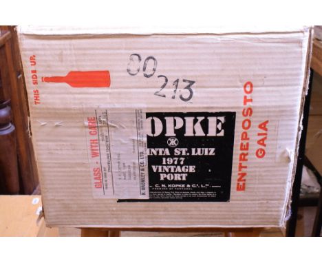 Twelve bottles of Kopke Quinta St Luiz vintage port, 1977Delivery of this lot can be arranged with a specialist courier.  Ple
