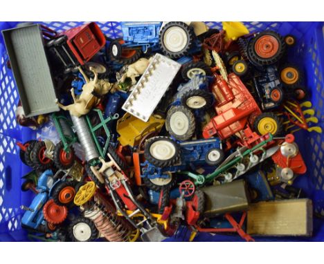 Assorted die-cast model farm vehicles and accessories, including Dinky Leyland, 308, Corgi Major Massey Ferguson 780 and Comb