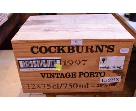 Twelve bottles of Cockburn's vintage port, 1997, in own wooden caseDelivery of this lot can be arranged with a specialist cou