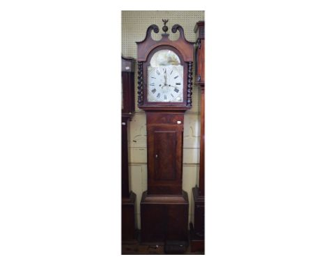 A longcase clock, the 32 cm arched square painted dial signed R Summerhayes Taunton, with Roman numerals, subsidiary second d