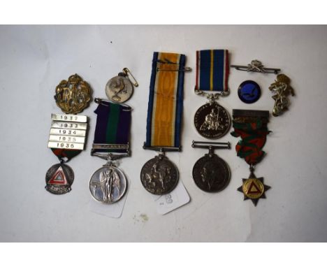 A General Service Medal 1918-62, awarded to 2327172 CFN J A Davis REME, with Cyprus bar, other medals, badges and items   Con