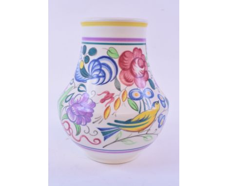 A Poole pottery vase, decorated birds, flowers and foliage, the base stamped 443, 17.5 cm high, a Denby Memories pattern dinn