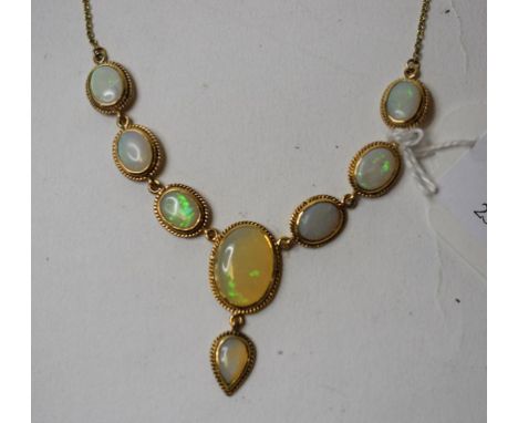 A 9ct gold and opal necklace