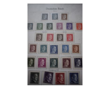Assorted German and other world stamps, first day covers, and a small group of coins (box)