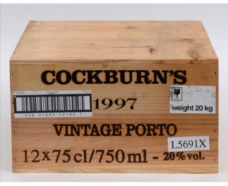 Twelve bottles of Cockburn's vintage port, 1997, in own wooden case  See illustrationDelivery of this lot can be arranged wit