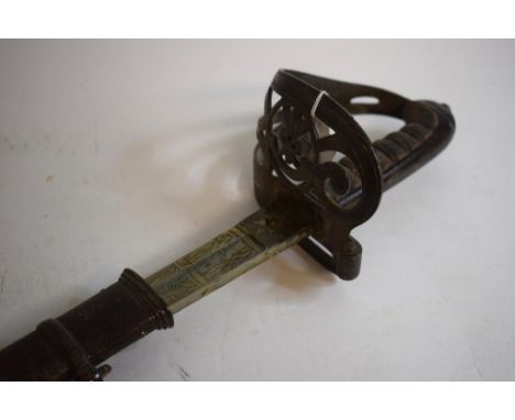 A Victorian light infantry sword, with a scabbard   Condition report  ReportThe blade and the scabbard have some awful yacht 
