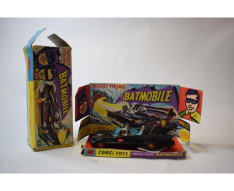 A Corgi Toys Batmobile, 267, with Batman and Robin figures, some instructions, box has one external flap missing   Condition 