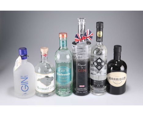 MIXED LOT OF UK GINS comprising 1 LITRE BOTTLE WILLIAM CHASE ‘ELEGANT 48’ HEREFORDSHIRE GIN ABV 48%; 1 BOTTLE ‘THE LAKES DIST