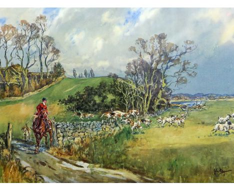 JOHN KING (1929-2014) "HOUSEHOLD REGIMENT, STONEY CASTLE" AND "THE TYNEDALE HUNT - AWAY FROM HARNHAM" two prints, the first a