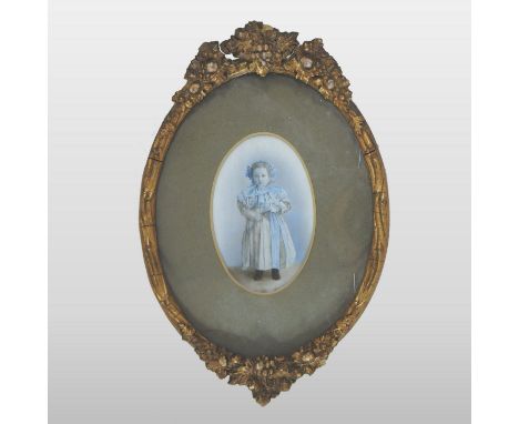 English School, (late 19th century), miniature portrait of a girl, oil on ivory, 12 x 8cm