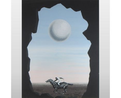 After Rene Magritte, (1898-1967), Le Jockey Perdu, offset lithograph, 65 x 52cm, bearing a label for Gurr Johns Gallery, Pall