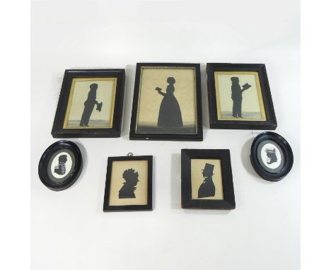 English School, (19th century) portrait silhouette of a lady in profile reading a book, 23 x 16cm, together with a collection
