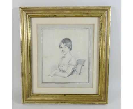 Attributed to Ramsay Richard Reinagle, (1775-1862), portrait of a girl, half length, pencil, bearing a label to the reverse i