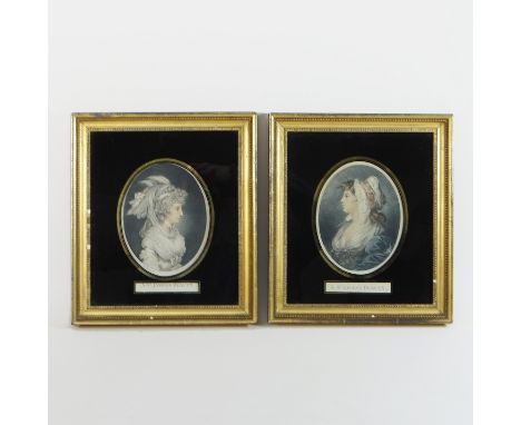 Francesco Bartolozzi, R.A. (1727-1815), a pair of verre eglomise portrait engravings, ' A St Giles Beauty' and 'A St James Be