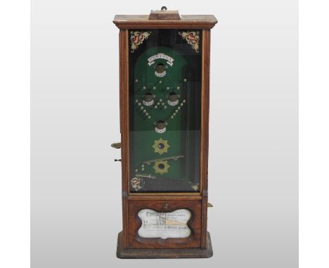 A rare early 20th century Fortuna automatic bagatelle arcade game, manufactured under Jofeh's license, 1901, numbered I824, i