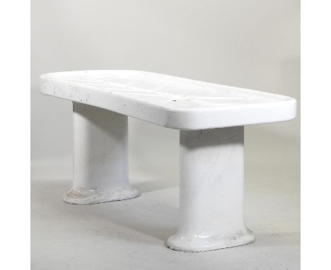 An early 20th century Royal Doulton white glazed ceramic autopsy table, circa 1925, used for carrying out post mortem examina