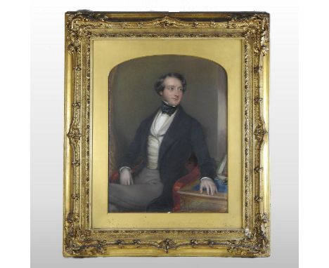 Thomas Richmond (1802-1874), portrait of a gentleman wearing a black frock coat, seated in a chair, signed and dated 1845, oi