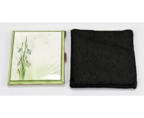ALBERT CARTER; a George VI hallmarked silver and engine turned enamel rectangular cigarette case, Birmingham 1948, 8.4 x 7.7c