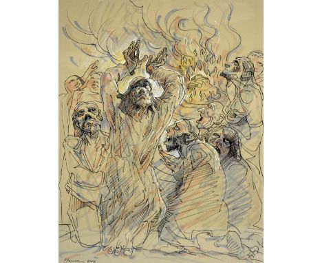 PETER HOWSON OBE (Scottish, born 1958); ink and watercolour heightened with white on paper, untitled, signed and dated 2012, 