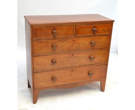 A Victorian mahogany chest of two short and three long drawers, on bracket feet, width 107cm.