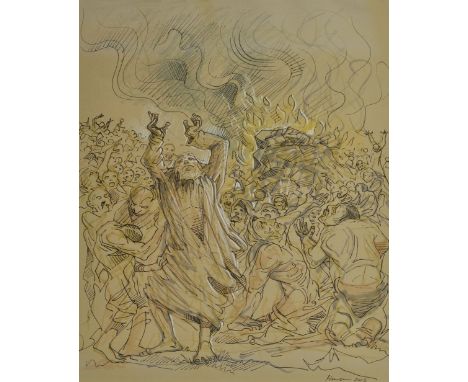 PETER HOWSON OBE (Scottish, born 1958); ink and watercolour on paper, untitled, signed and dated 2012, 42 x 30cm, framed and 