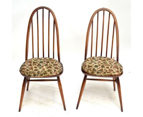 ERCOL; a set of six hoop and stick back chairs, all with tie on cushions (6). CONDITION REPORT: Some discolouration and gener