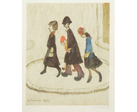 LAURENCE STEPHEN LOWRY RBA RA (1887-1976); signed limited edition colour print, 'The Family', signed in pen to lower right wi