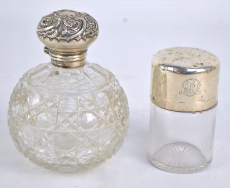 HENRY MATTHEWS; an Edward VII hallmarked silver topped globular clear hobnail cut glass scent bottle, Birmingham 1903, height