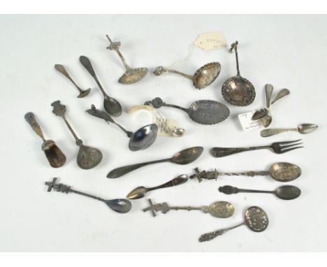 A group of mid-19th century and later Dutch predominantly 833 grade silver spoons with a small number of hallmarked sterling 