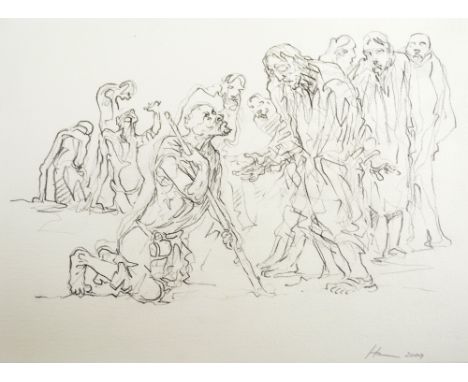 PETER HOWSON OBE (Scottish, born 1958); pencil sketch, untitled, signed and dated 2009, 28.5 x 37cm, unframed. (D) CONDITION 