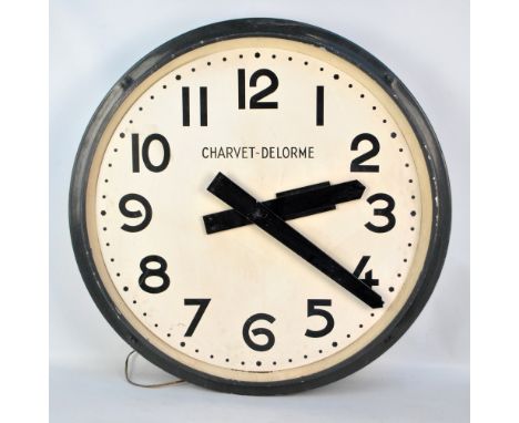 CHARVET-DELORME; a large French industrial style wall clock, the circular dial set with Arabic numerals, diameter 60cm. CONDI