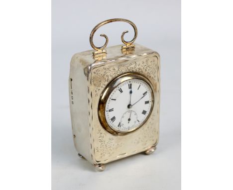 WG SOTHERS LTD; a George V hallmarked silver mantel time piece with circular dial set with Roman numerals and subsidiary seco