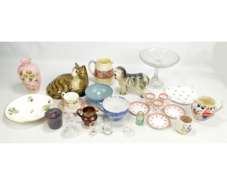 A small group of ceramics to include a 19th century jug, a mug and a saucer, a Copeland Spode's 'Italian' cup, a set of three