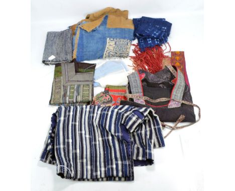 A quantity of Japanese textiles including a shikoku sakiori.