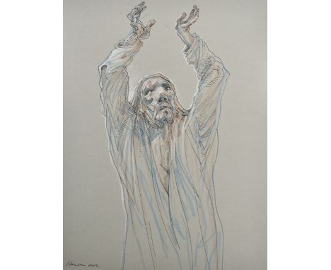 PETER HOWSON OBE (Scottish, born 1958); ink and watercolour heightened in white on paper, untitled, signed and dated 2012, 30