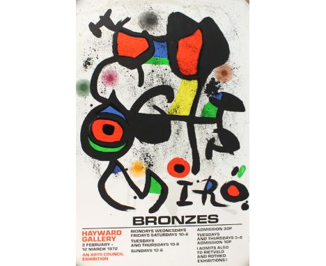 AFTER JUAN MIRO; a colour lithograph, 'Bronzes Heywood Gallery 2 February - 12 March 1972 An Art Council Exhibition', further