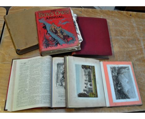 Punch bound volumes 1902 and 1924, The Boy's Own Annual 1902, Art of Hairdressing by Foan 1930s and a scrapbook of old engrav