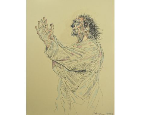 PETER HOWSON OBE (Scottish, born 1958); ink and watercolour on paper 'Isiaiha', signed, inscribed and dated 2009 verso, 30 x 