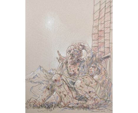 PETER HOWSON OBE (Scottish, born 1958); ink and watercolour on paper, untitled, signed and dated 2012, 30 x 23cm, unframed. (