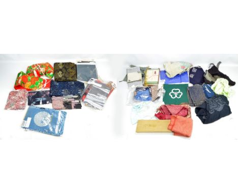 A quantity of Japanese textiles including a katazome futonji, a furoshiki, a kasuri bokashi, etc.