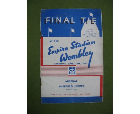 1936 F.A Cup Final Programme, Arsenal v. Sheffield United (rusty staples, pin hole).