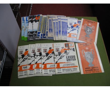 Leeds United In Europe, home programmes including 1970 v. Celtic - European Cup Semi, 1971 v. Liverpool- fairs cup semi (x2),