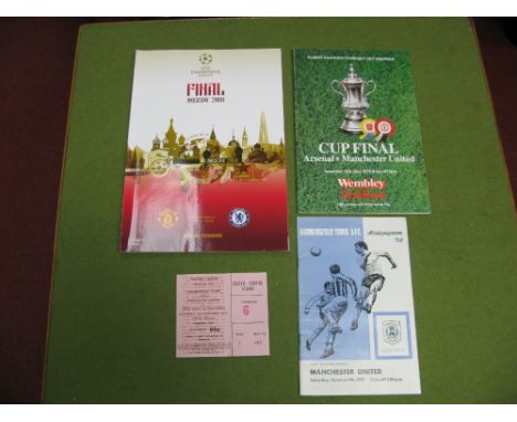 Manchester United 71-2 Away At Huddersfield. Ticket and programme from match. 2008 Champions League programme, 1979 FA Cup Fi