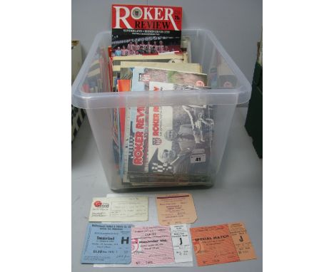 Sunderland 1976-7 Programmes, including v. Shelbourne, Australia Federation, Manchester United league cup and ticket. Away's 