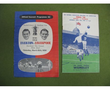 Liverpool 1950 F.A Cup Final Programme v. Arsenal , together with semi v. Everton at Maine road,(2)