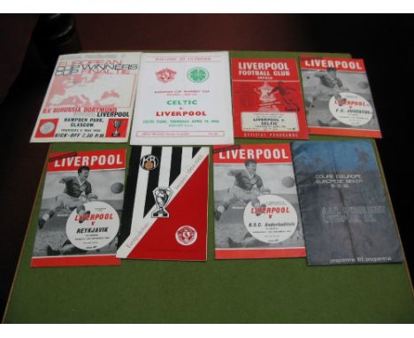 Liverpool in Europe Programmes, 64-65 v. Anderlecht home and away (writing inside), Reykjavic home and away 65 66 Celtic home