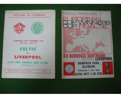Liverpool Programmes 65-6 Cup Winners Cup Final v. Dortmund, semi at Celtic. 