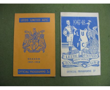 Leeds united 1947-8 Programme v. Doncaster Rovers, dated 11th October 1947 plus 57-8 v. Arsenal, 19th march.(2) 