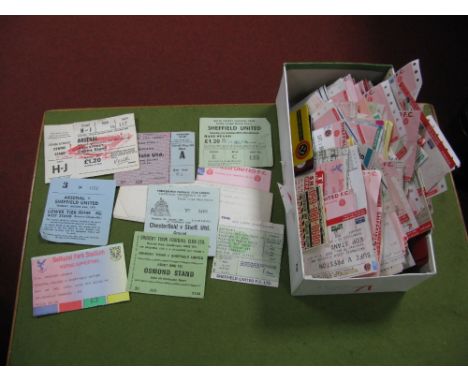 Sheffield United Tickets Large Quantity Home And Away,  including 74-5 v. Arsenal, 71-2 at Arsenal, 77-8 at Sunderland.